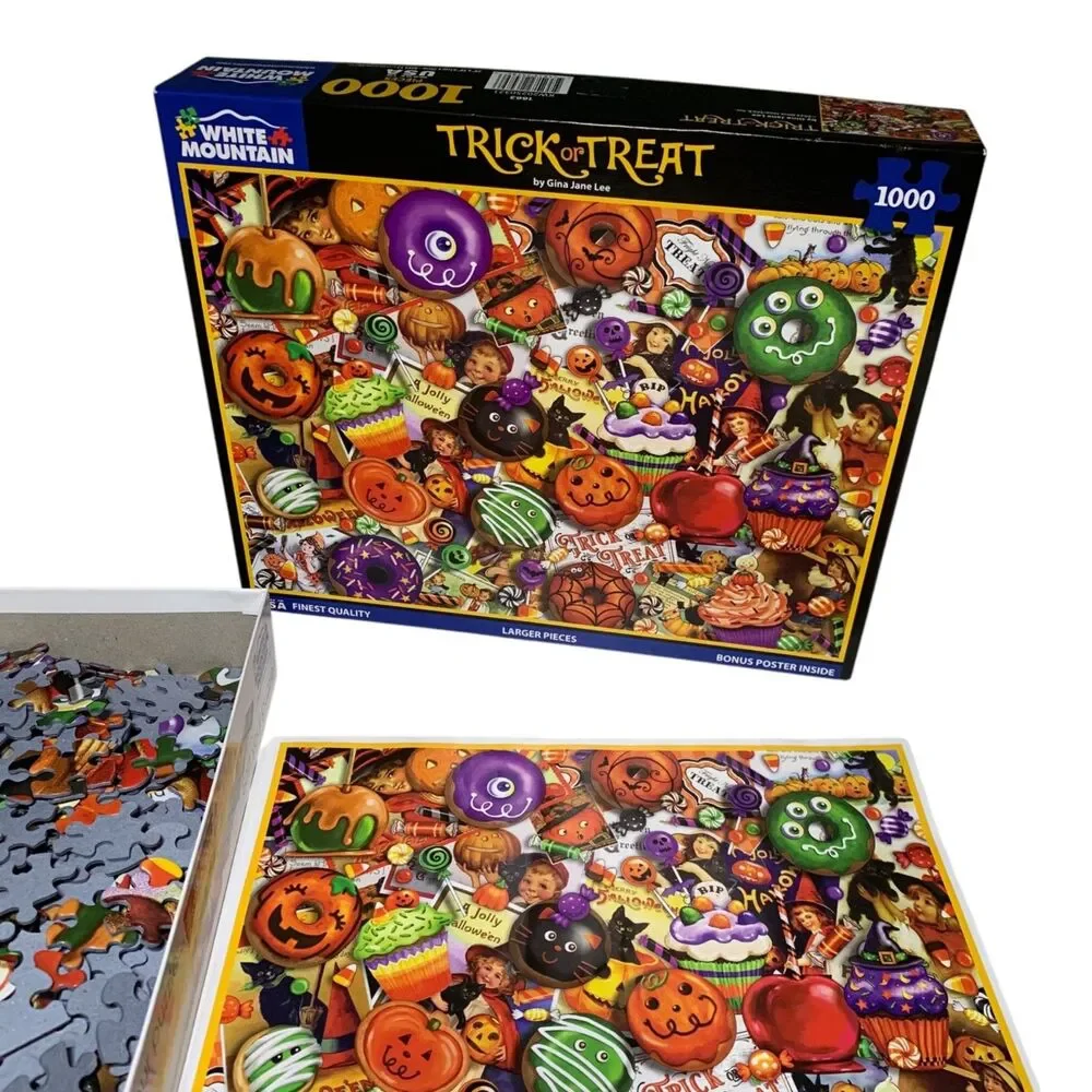 White Mountain Trick or Treat 1000 Piece Jigsaw Puzzle Halloween Made in USA